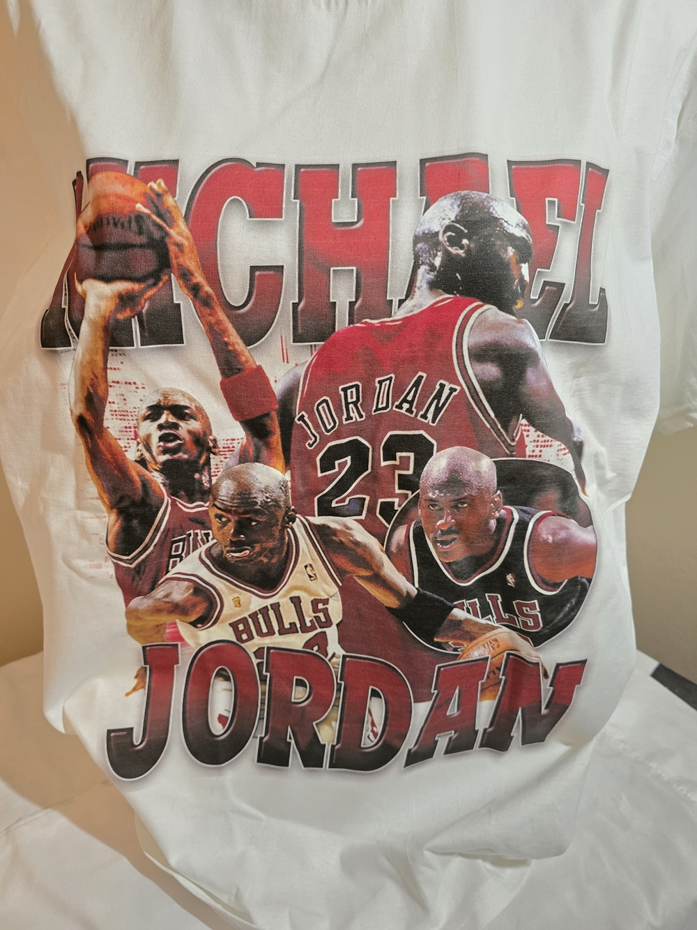 🏀NWOT-Hanes White Michael Jordan T-Shirt with Red Logo Tag - Picture 5 of 7